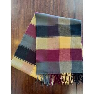 NEW SILVERSILK unisex premium cashmere scarf in burgundy plaid